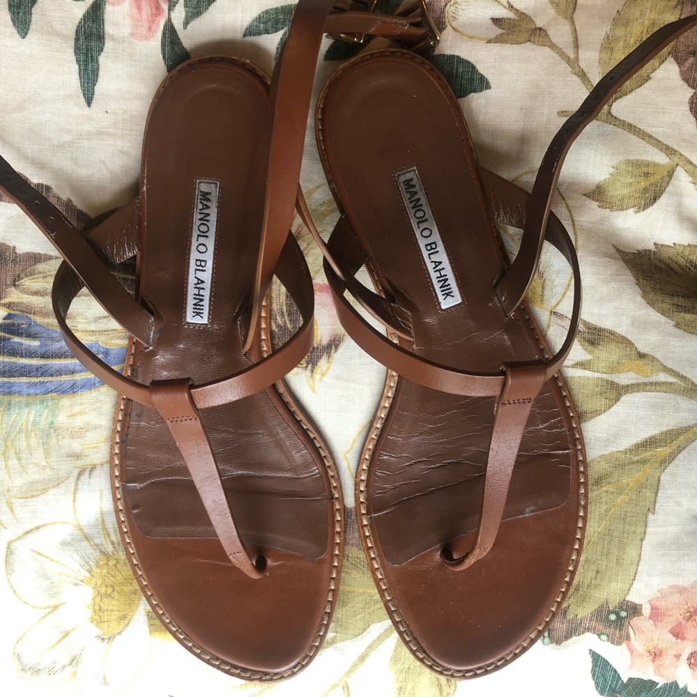 Manolo Blahnik Brown Leather Sandals